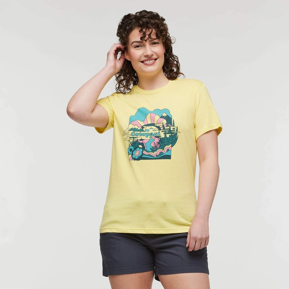 Cotopaxi Womens XL Utopia Graphic Tee Yellow Organic Cotton T-Shirt